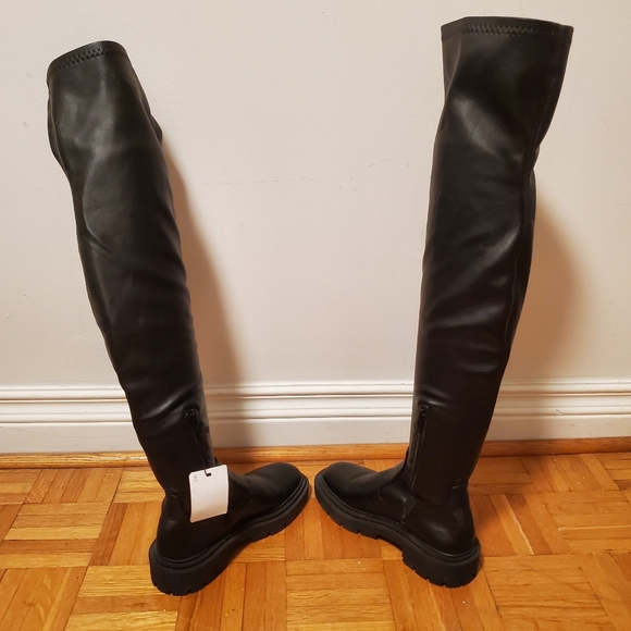 zara OTK Lug sole stretch tall boots - Picture 7 of 11